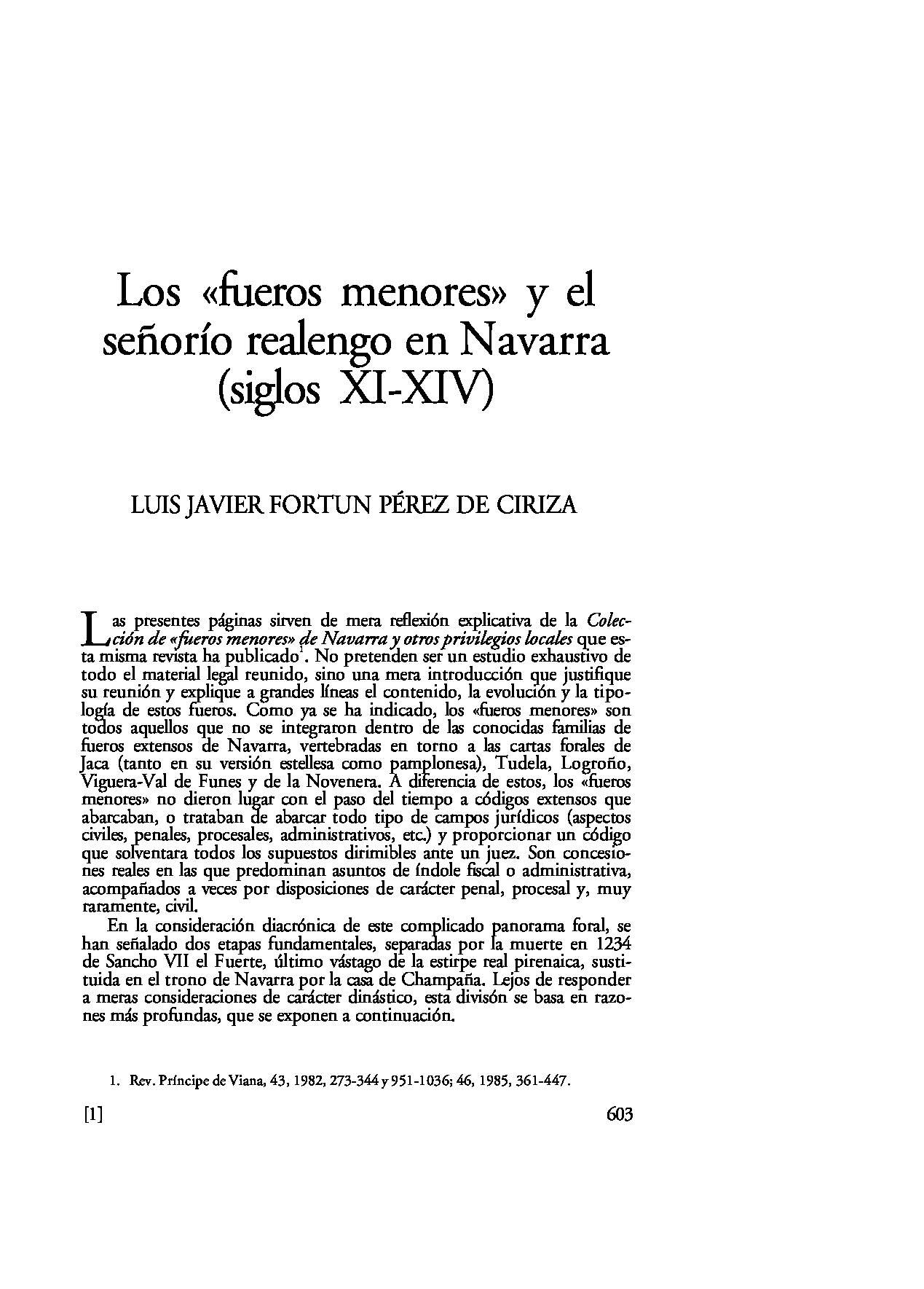 Los 'Fueros menores' y el señorío realengo en Navarra (Siglos XI-XIV)